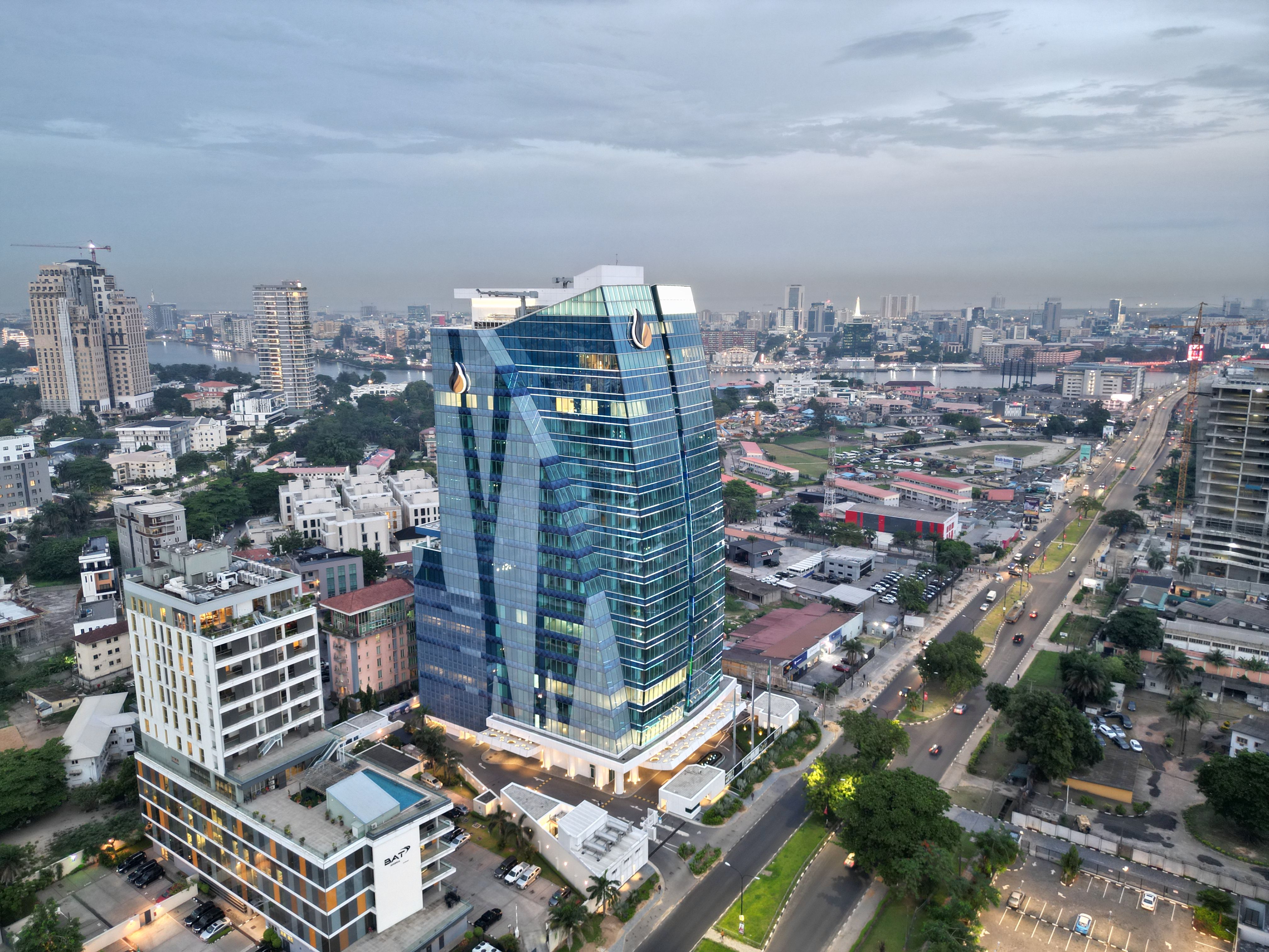 Aerial view of Lagos's commercial and residential skyline